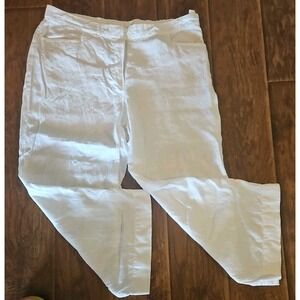 J Jill Love Linen Pants Womens Large White Linen Wide Leg Boho Beach